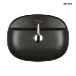 Hamnes Thin umywalka 51x39 cm nablatowa owalna z powłoką SmartClean czarny mat OLTENS 41813300