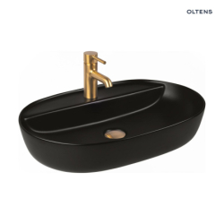 Hamnes Thin umywalka 62x42 cm nablatowa owalna z powłoką SmartClean czarny mat OLTENS 41814300