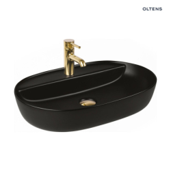 Hamnes Thin umywalka 62x42 cm nablatowa owalna z powłoką SmartClean czarny mat OLTENS 41814300