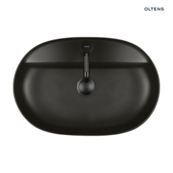 Hamnes Thin umywalka 62x42 cm nablatowa owalna z powłoką SmartClean czarny mat OLTENS 41814300