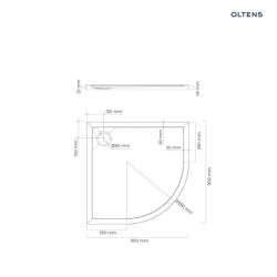 Superior brodzik 90x90 cm półokrągły akrylowy czarny mat OLTENS 16002300