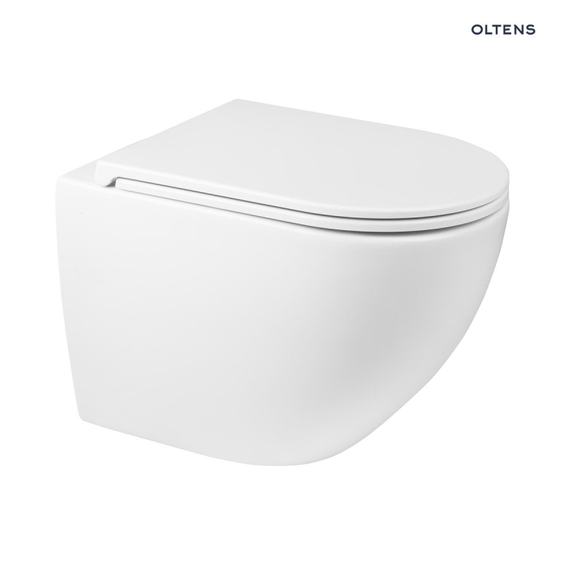 Zestaw Hamnes miska WC wisząca PureRim z powłoką SmartClean z deską wolnoopadającą Ovan Slim biały OLTENS 42518000