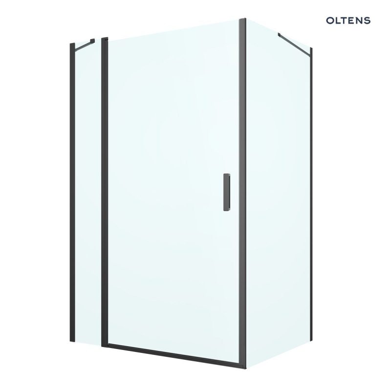 Verdal kabina prysznicowa 120x100 cm prostokątna drzwi ze ścianką czarny mat/szkło przezroczyste OLTENS 20214300