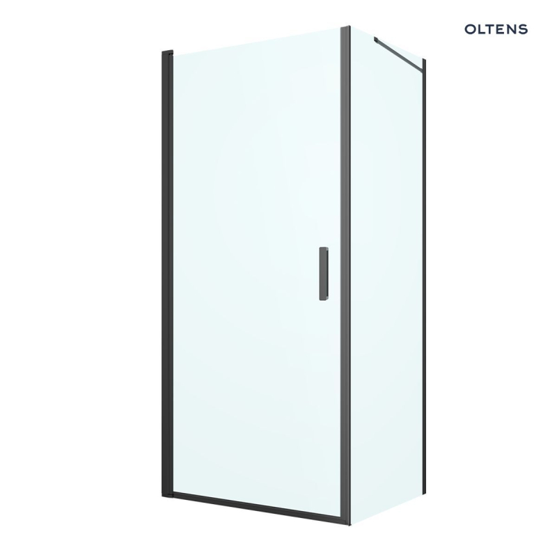 Rinnan kabina prysznicowa 90x80 cm prostokątna drzwi ze ścianką czarny mat/szkło przezroczyste OLTENS 20216300