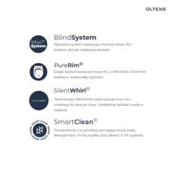 Hamnes Stille miska WC wisząca PureRim z powłoką SmartClean biała OLTENS 42521000
