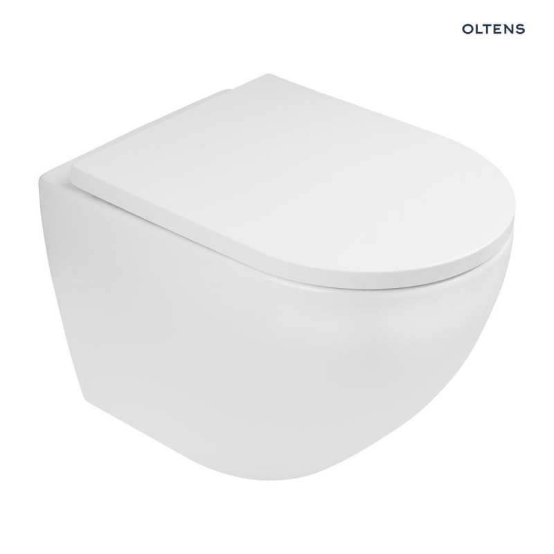 Zestaw Hamnes Stille miska WC wisząca PureRim z powłoką SmartClean z deską wolnoopadającą biały OLTENS 42523000