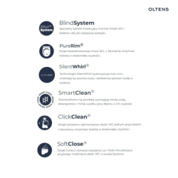 Zestaw Hamnes Stille miska WC wisząca PureRim z powłoką SmartClean z deską wolnoopadającą biały OLTENS 42523000