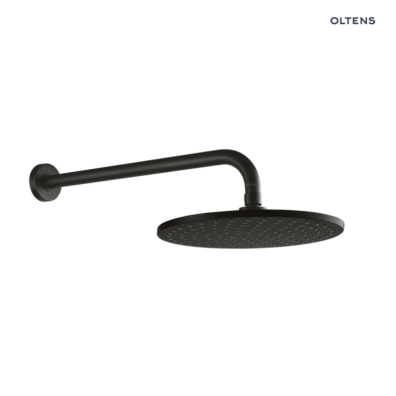 Atran Lagan deszczownica 22 cm okrągła z ramieniem ściennym czarny mat OLTENS 36018300