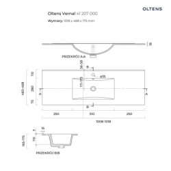 Vernal umywalka 100x46 cm meblowa prostokątna czarny mat OLTENS 41207300