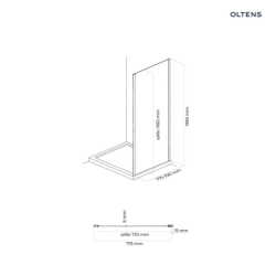 Breda ścianka prysznicowa 80 cm boczna czarny mat/szkło przezroczyste OLTENS 22104300