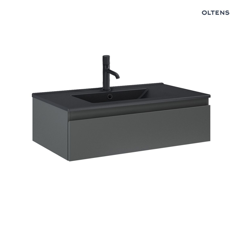 Zestaw Vernal umywalka z szafką 80 cm czarny mat/grafit mat OLTENS 68007400