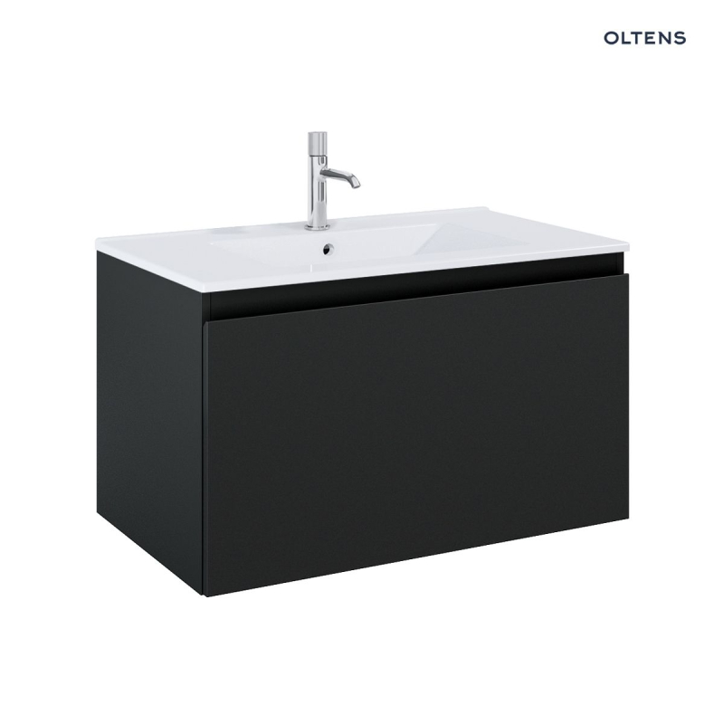 Zestaw Vernal umywalka z szafką 80 cm biały/czarny mat OLTENS 68014300