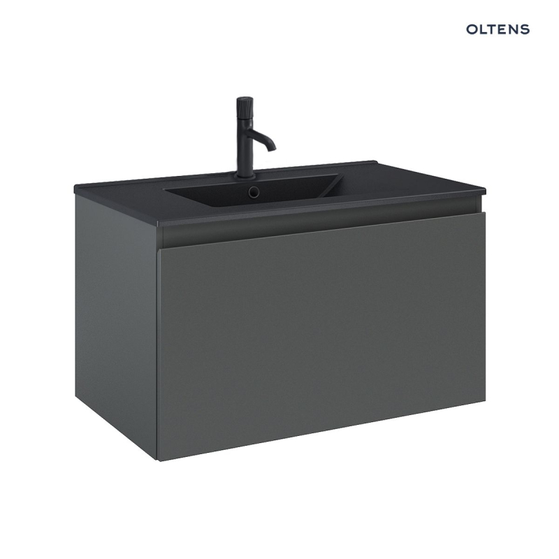Zestaw Vernal umywalka z szafką 80 cm czarny mat/grafit mat OLTENS 68015400