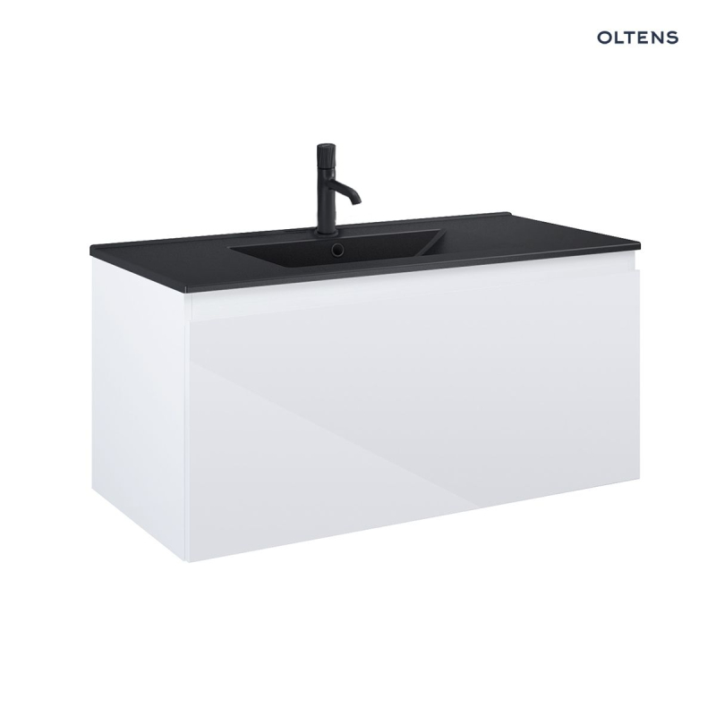 Zestaw Vernal umywalka z szafką 100 cm czarny mat/biały połysk OLTENS 68017000