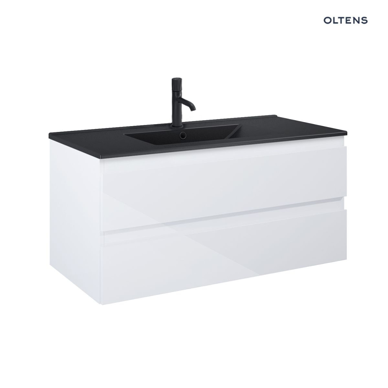 Zestaw Vernal umywalka z szafką 100 cm czarny mat/biały połysk OLTENS 68038000