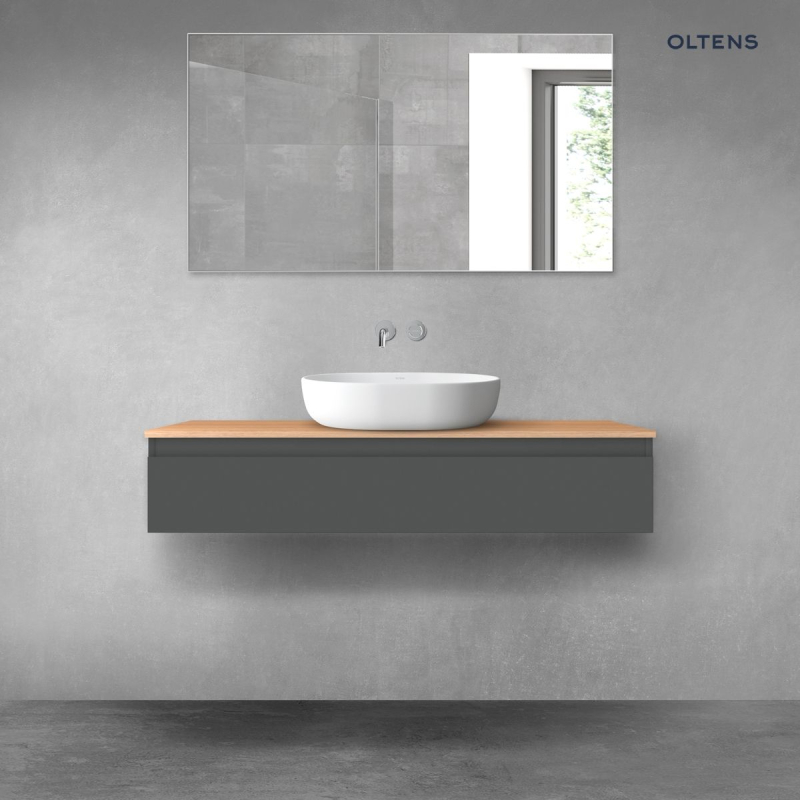Vernal szafka 120 cm podumywalkowa wisząca z blatem grafit mat/dąb OLTENS 68103400