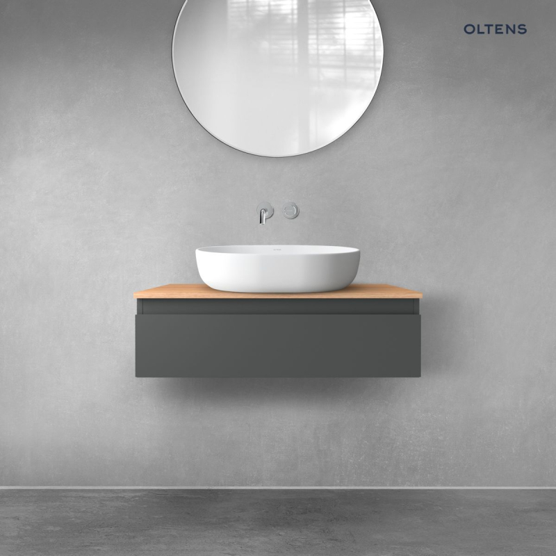 Vernal szafka 80 cm podumywalkowa wisząca z blatem grafit mat/dąb OLTENS 68108400