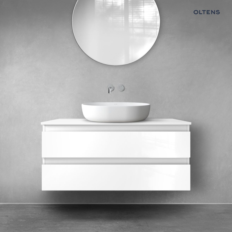 Vernal szafka 100 cm podumywalkowa wisząca z blatem biały połysk OLTENS 68117000