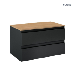 Vernal szafka 80 cm podumywalkowa wisząca z blatem czarny mat/dąb OLTENS 68125300