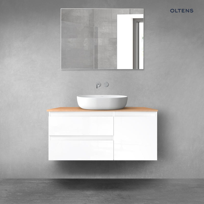 Vernal zestaw mebli łazienkowych 100 cm z blatem biały połysk/dąb OLTENS 68202000