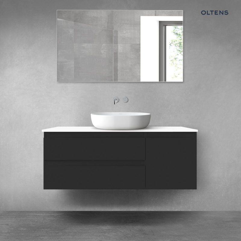Vernal zestaw mebli łazienkowych 120 cm z blatem czarny mat/biały połysk OLTENS 68212300