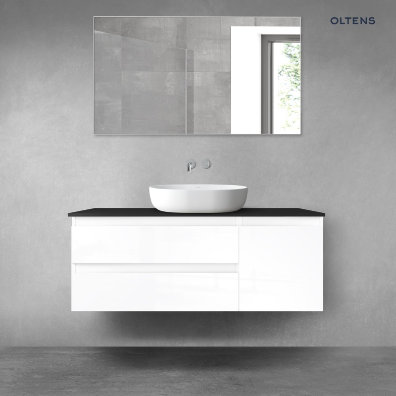 Vernal zestaw mebli łazienkowych 120 cm z blatem biały połysk/czarny mat OLTENS 68213000