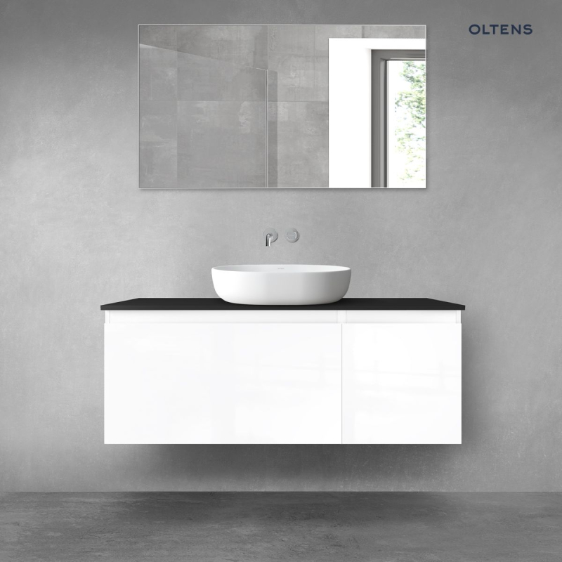 Vernal zestaw mebli łazienkowych 120 cm z blatem biały połysk/czarny mat OLTENS 68256000