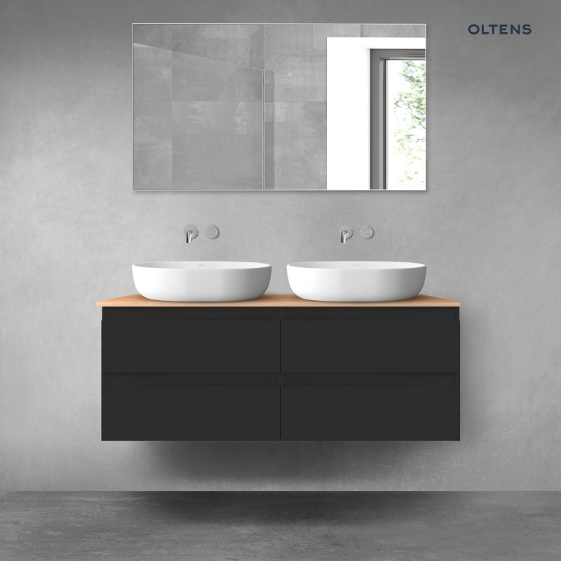 Vernal zestaw mebli łazienkowych 120 cm z blatem czarny mat/dąb OLTENS 68215300