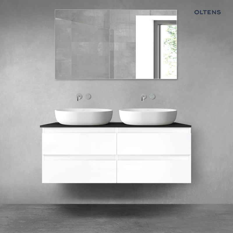 Vernal zestaw mebli łazienkowych 120 cm z blatem biały połysk/czarny mat OLTENS 68217000