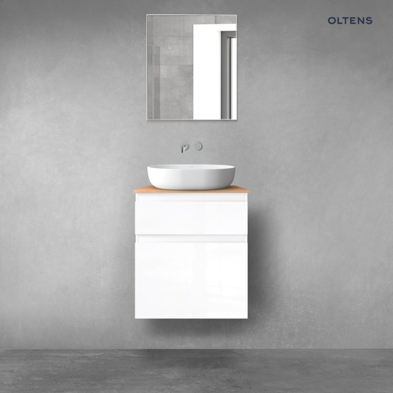 Vernal zestaw mebli łazienkowych 60 cm z blatem biały połysk/dąb OLTENS 68222000