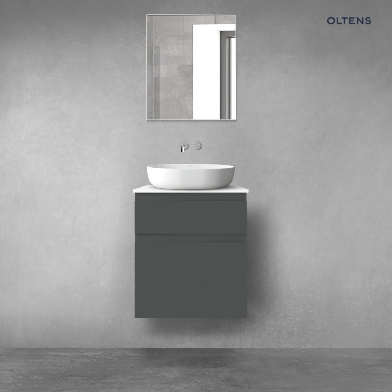 Vernal zestaw mebli łazienkowych 60 cm z blatem grafit mat/biały połysk OLTENS 68226400