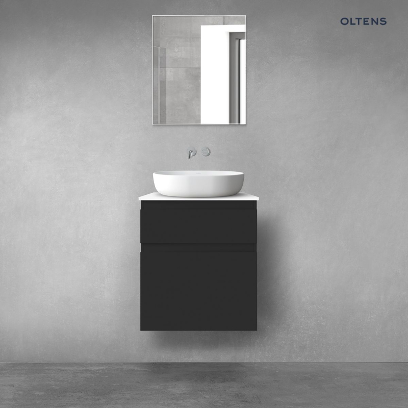 Vernal zestaw mebli łazienkowych 60 cm z blatem czarny mat/biały połysk OLTENS 68226300