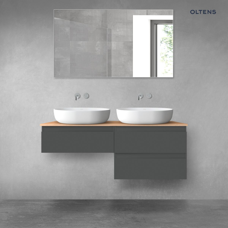 Vernal zestaw mebli łazienkowych 120 cm z blatem grafit mat/dąb OLTENS 68235400