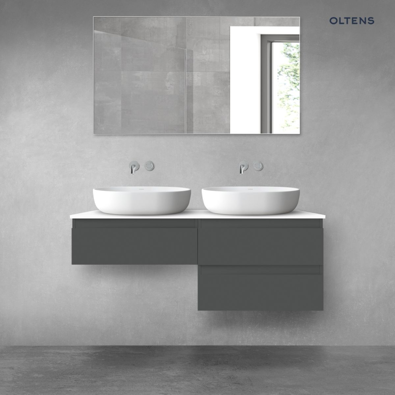 Vernal zestaw mebli łazienkowych 120 cm z blatem grafit mat/biały połysk OLTENS 68236400
