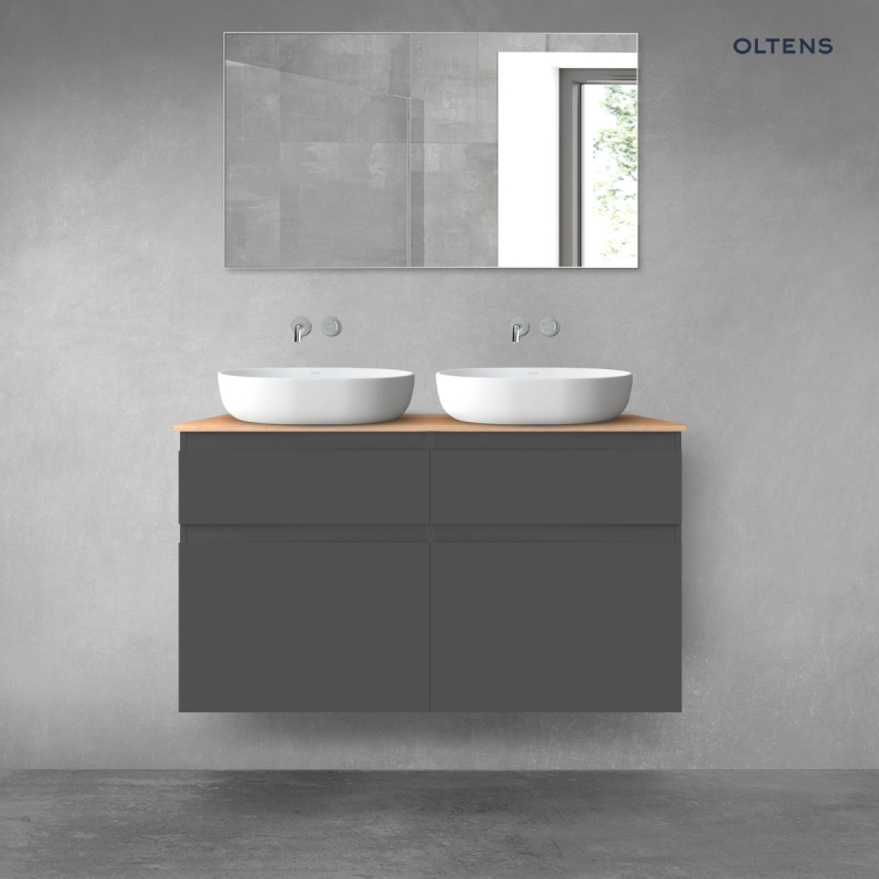 Vernal zestaw mebli łazienkowych 120 cm z blatem grafit mat/dąb OLTENS 68301400