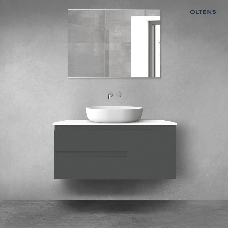 Vernal zestaw mebli łazienkowych 100 cm z blatem grafit mat/biały połysk OLTENS 68207400