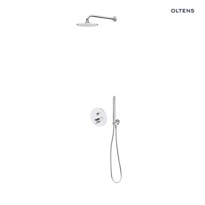 Zestaw Hamnes bateria podtynkowa z deszczownicą 22 cm Atran i kompletem prysznicowym Ume chrom połysk OLTENS 36615100