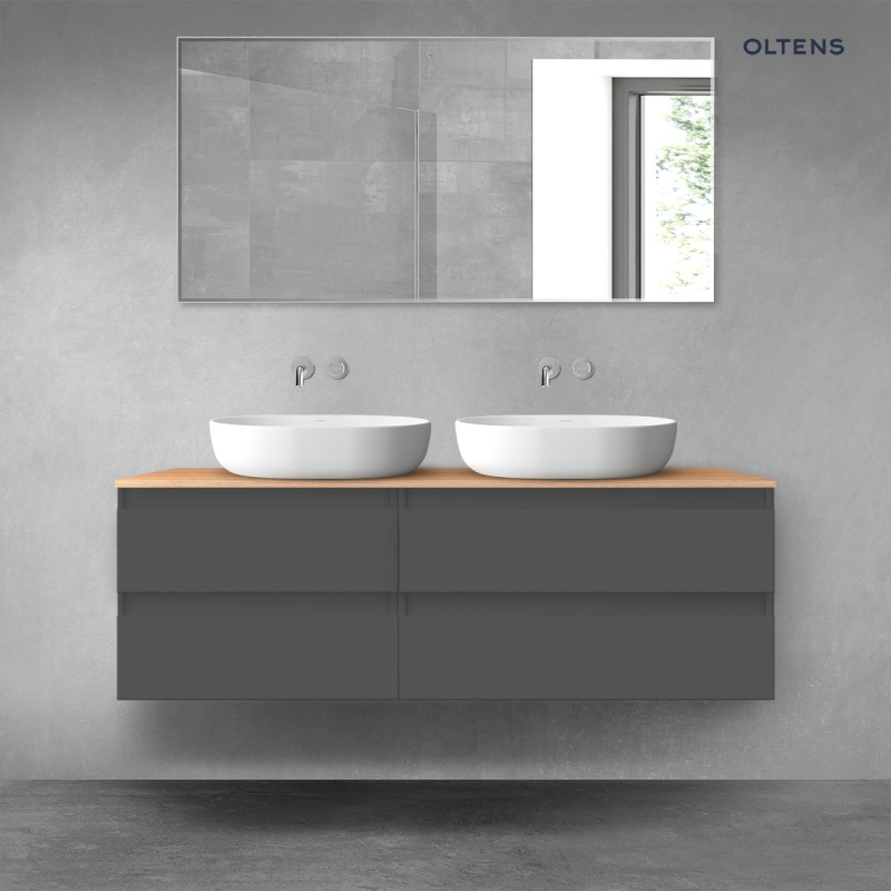 Vernal zestaw mebli łazienkowych 140 cm z blatem grafit mat/dąb OLTENS 68260400
