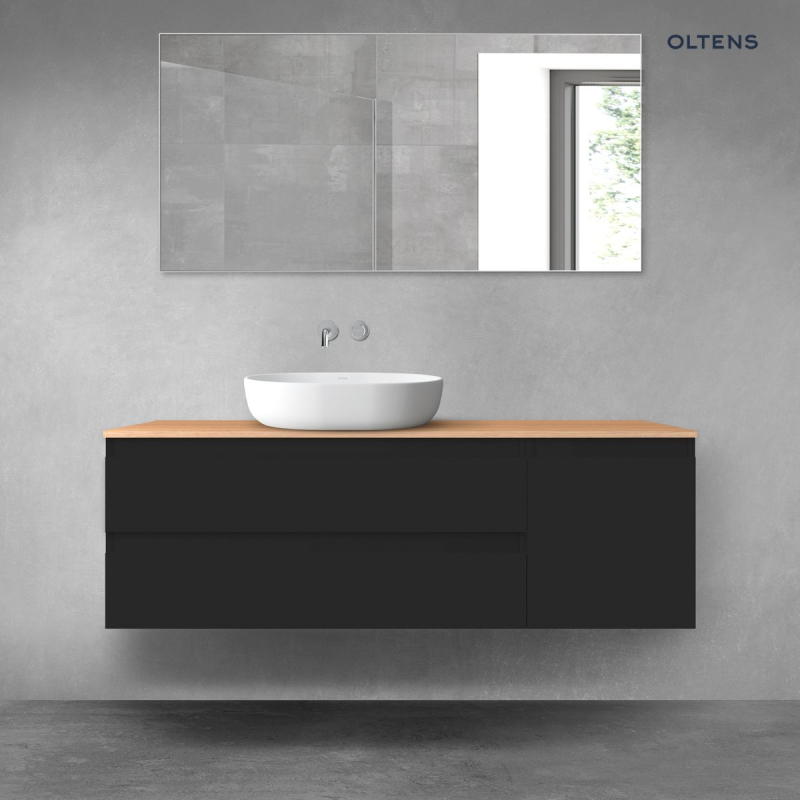 Vernal zestaw mebli łazienkowych 140 cm z blatem czarny mat/dąb OLTENS 68264300
