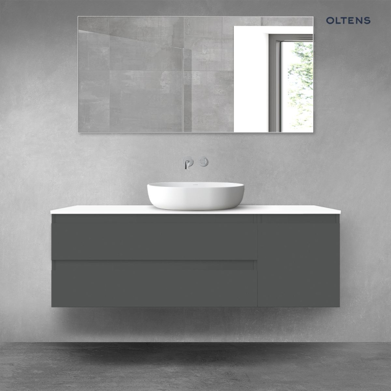 Vernal zestaw mebli łazienkowych 140 cm z blatem grafit mat/biały połysk OLTENS 68266400