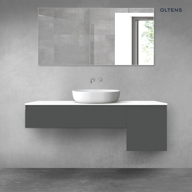 Vernal zestaw mebli łazienkowych 140 cm z blatem grafit mat/biały połysk OLTENS 68284400