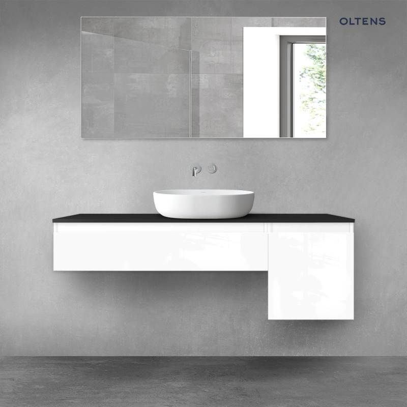Vernal zestaw mebli łazienkowych 140 cm z blatem biały połysk/czarny mat OLTENS 68285000