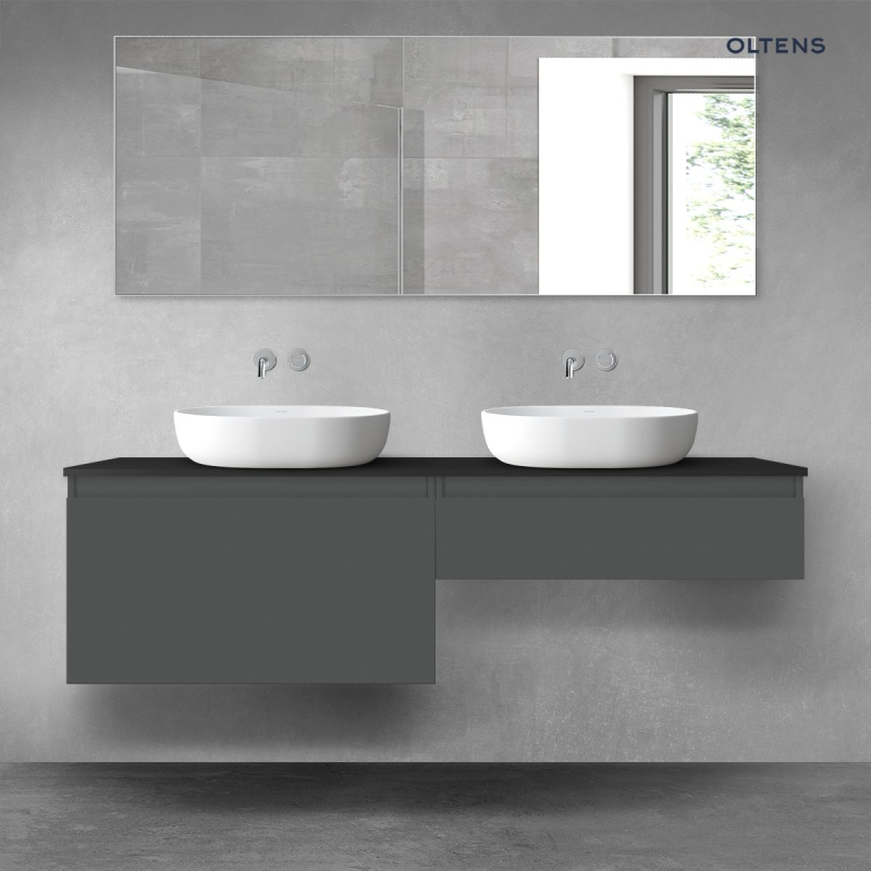 Vernal zestaw mebli łazienkowych 160 cm z blatem grafit mat/czarny mat OLTENS 68372400