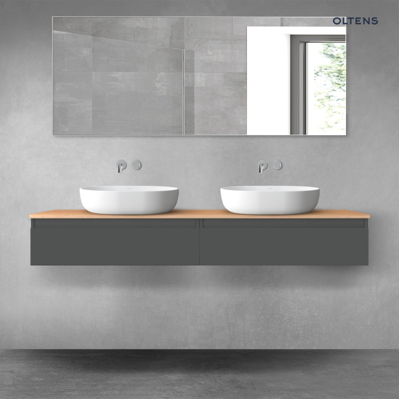 Vernal zestaw mebli łazienkowych 160 cm z blatem grafit mat/dąb OLTENS 68374400