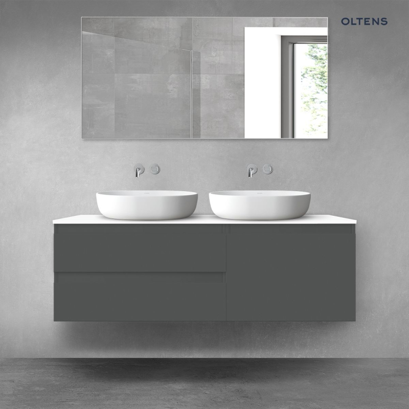 Vernal zestaw mebli łazienkowych 140 cm z blatem grafit mat/biały połysk OLTENS 68294400