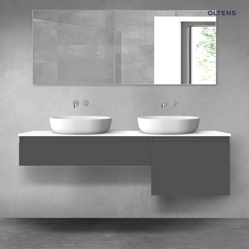 Vernal zestaw mebli łazienkowych 160 cm z blatem grafit mat/biały połysk OLTENS 68345400