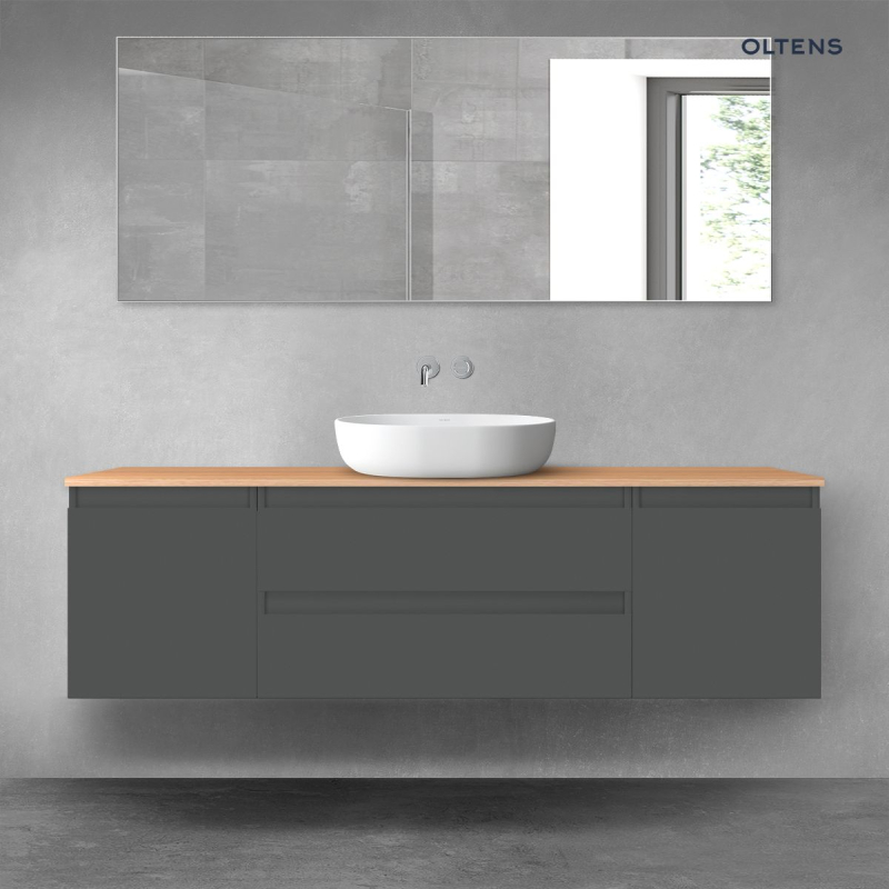 Vernal zestaw mebli łazienkowych 160 cm z blatem grafit mat/dąb OLTENS 68381400
