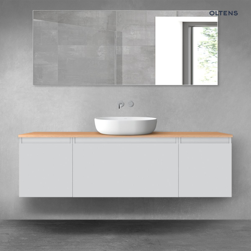 Vernal zestaw mebli łazienkowych 160 cm z blatem szary mat/dąb OLTENS 68446700