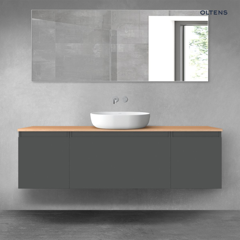 Vernal zestaw mebli łazienkowych 160 cm z blatem grafit mat/dąb OLTENS 68448400
