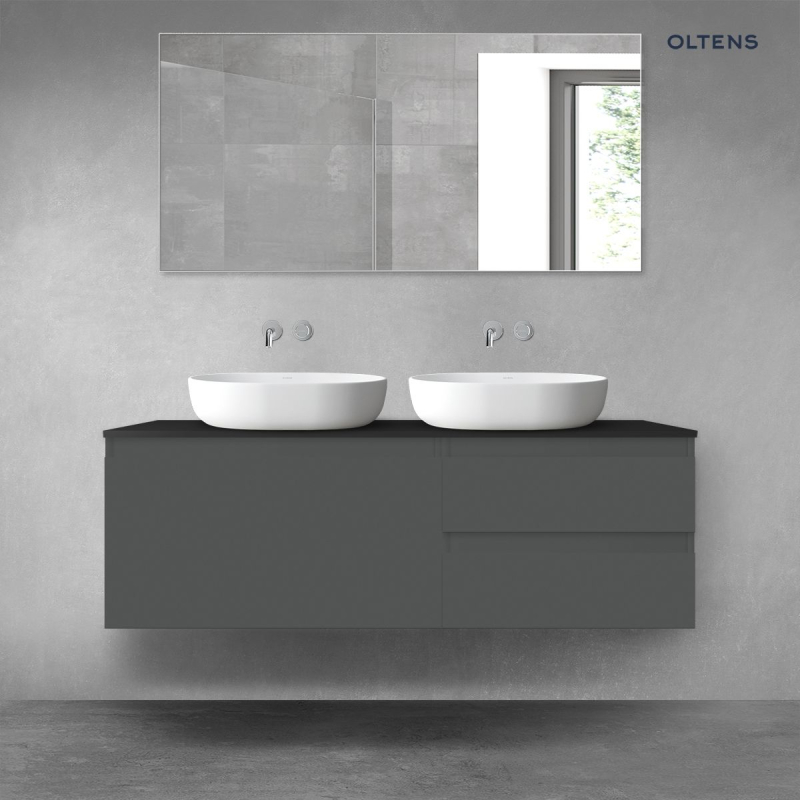 Vernal zestaw mebli łazienkowych 140 cm z blatem grafit mat/czarny mat OLTENS 68299400